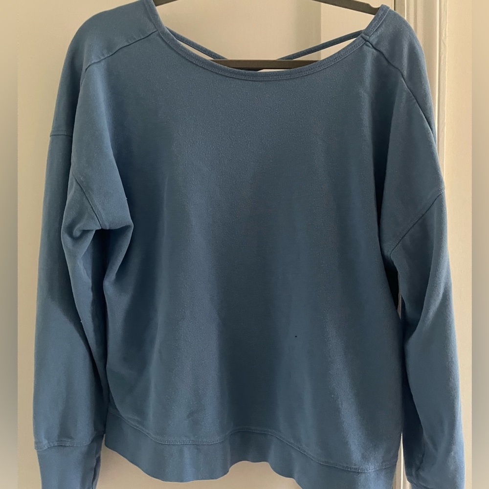 Sweaty Betty- after class cross back sweatshirt- XL 12- UK size. Blue